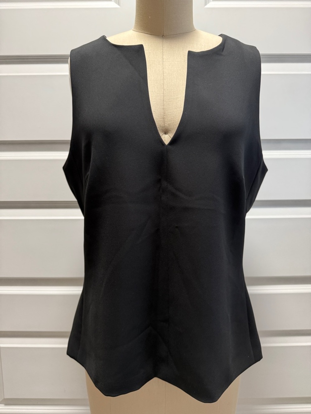 Women's Black Split-Neck Sleeveless Top